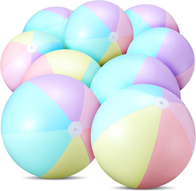 24 Pcs Inflatable Beach Balls Bulk Pastel Color Jumbo Big Macaron Beach Balls for Adults Summer Swimming Pool Water Games Party Favor(12 Inch)