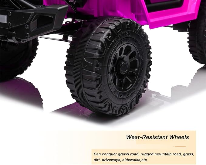 12V Ride On Car, Electric Car for Kids, Ride on Toys, Kids Cars with 3 Speeds Adjustable, Bluetooth, Parent Remote Control, Spring Suspension, AUX Port-Pink