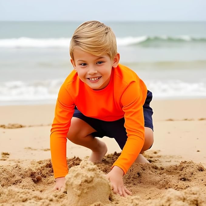 INGEAR Boys' Rash Guard UPF 50+ Swim Shirt - Lightweight, Quick-Dry, Durable Sun Protection for Swimming, Sizes XS-XL