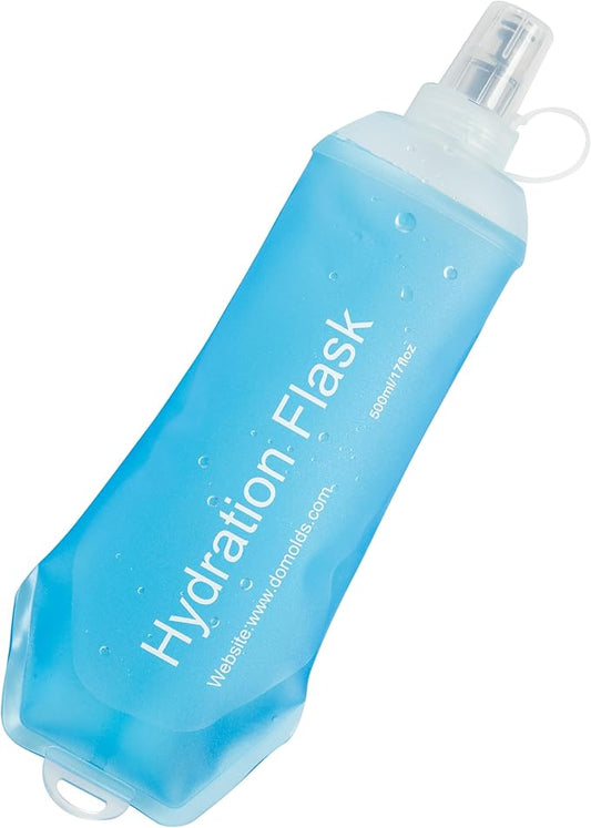 CLINTT 500ml Soft Flask, Foldable Running Water Bottle, TPU Folding Soft Water Flask, BPA-Free Collapsible Flask for Hydration Pack Running Vest, Cycling, Climbing, Hiking - 1Pcs, Blue