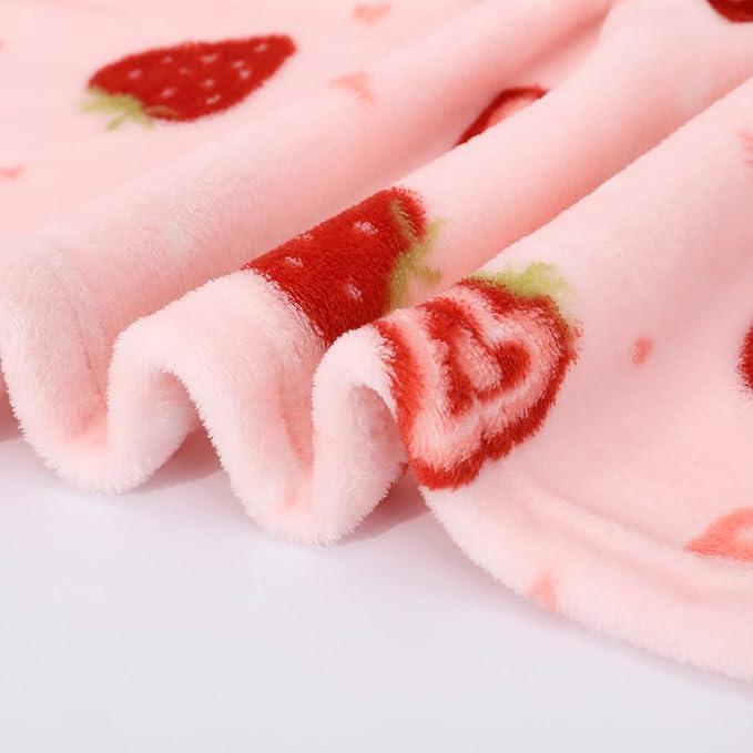 Viviland Kids Throw Blanket, Pink Strawberry Blankets for Toddler, Soft Warm Lightweight Plush Throw Blanket Fleece Blanket for Sofa Chair Couch Bed for Kids, 50" x 60"