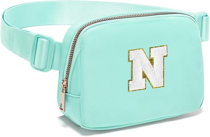 Gitus Birthday Gifts for 8 9 10 11 12 13 Year Old Girls Personalized Fanny Pack Crossbody Bags with Initial Letter Patch Belt Bag for Teen Girls Cute Trendy Stuff Travel Essentials (Mint Green-N)