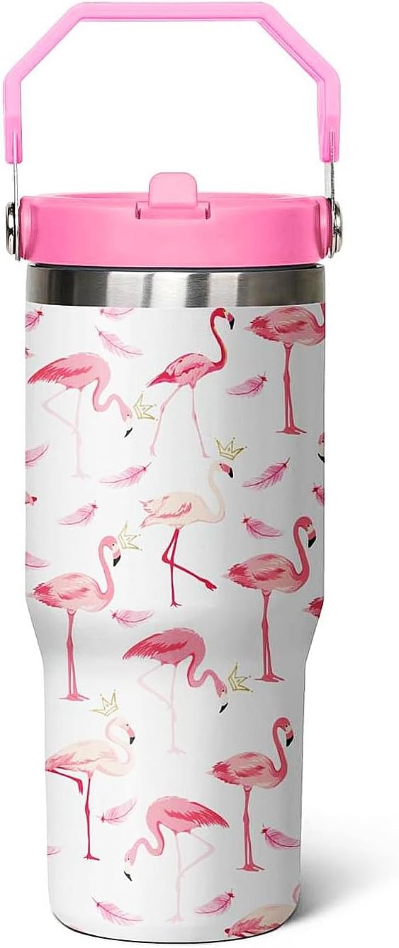 Flamingo Gifts for Women, 30 oz Pink Flamingo Leakproof Tumbler with Lid and Straw, Flamingo Decor