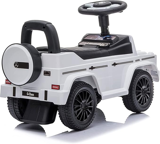 Best Ride On Cars Kids Outdoor Stroller Mercedes G-Wagon Push Car with Working Lights, Horn, and Music for Ages 1 to 3 years, White