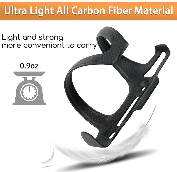 BRKURLEG Ultra-Light Carbon Fiber Water Bottle Cage with Screws Tool, Bike Water Bottle Cage Holder Brackets for Road Bike MTB Mountain Cycling Black Matte