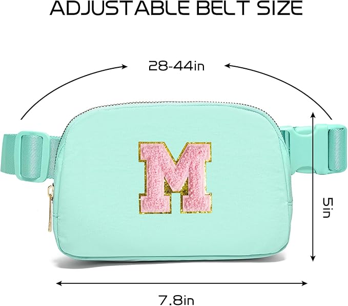 Gitus Belt Bag Fanny Pack Crossbody Bags with Initial Letter Patch Cute Stuff Birthday Gifts for Teenager Girls Trendy Preppy Stuff for Teen Girls Cool Stuff for Teens (Mint Green-M)