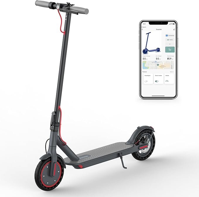 Electric Scooter - 8.5"/10'' Solid Tires, 350W/500W Motor, Up to 19-22MPH and 21-24Miles Long-Range Portable Commuting Scooter for Adults with Double Braking System and App