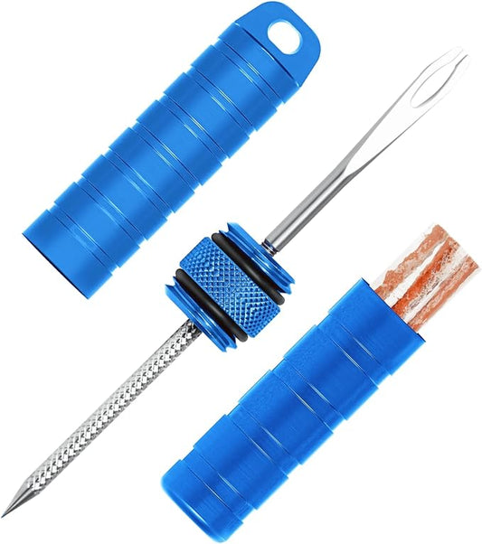 BWSHLF Tubeless Bike Tire Repair Kit for Mountain Bikes & Road Bicycles, Tubeless Tire Plug Kit with Storage Canister, Reamer, Insertion Fork, 10 Bacon Strips, Fix a Puncture or Flat, No Glue Needed