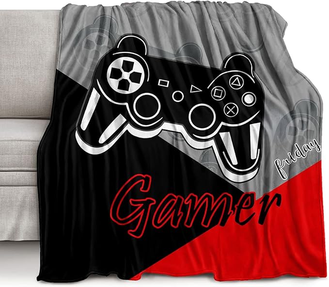 lirs Bedding Gaming Throw Blanket 60" x 50’’ Super Soft, Fleece, Gamer Gift for Couch Sofa for for Kids Boys Teens Video Game (MT-A03, 60’’x50)