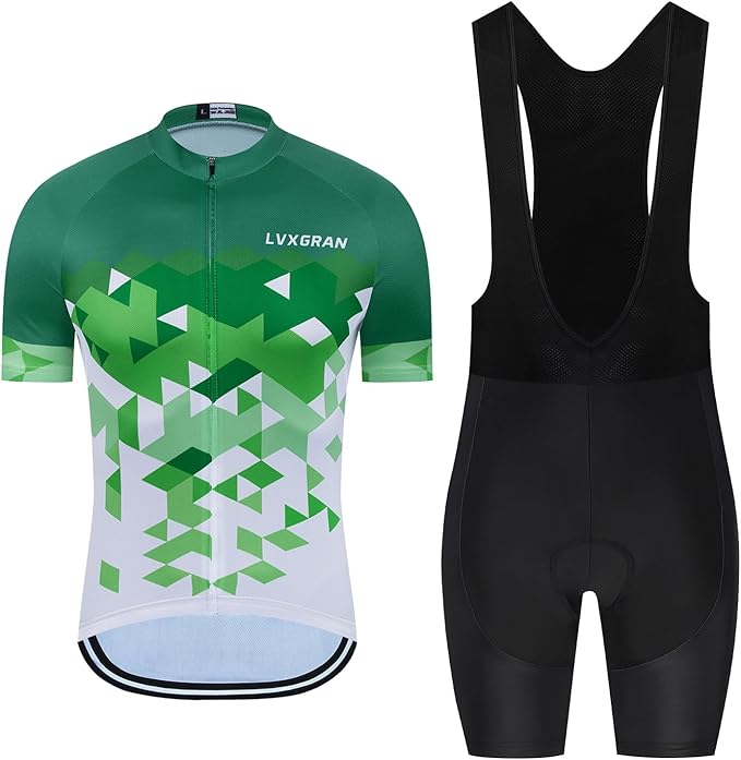 Men's Cycling Jersey Sets Road Bike Jersey Bibs + Shorts with 20D Gel Pad MTB Riding Clothing Kit