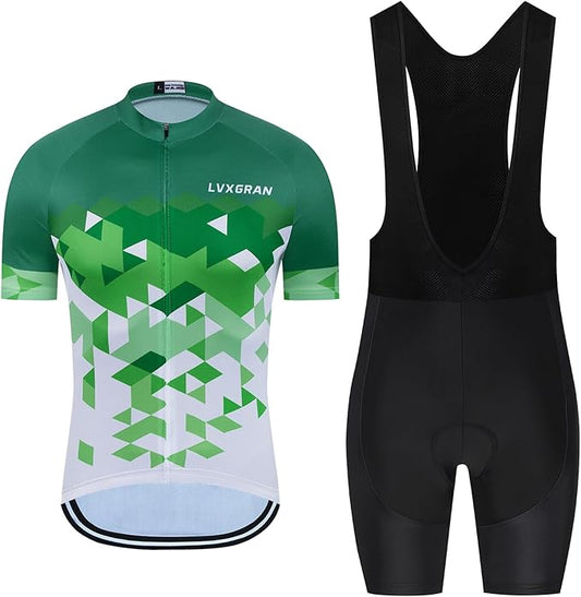 Men's Cycling Jersey Sets Road Bike Jersey Bibs + Shorts with 20D Gel Pad MTB Riding Clothing Kit