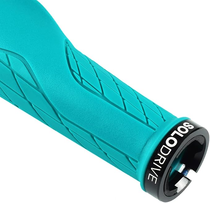 SOLODRIVE Ergonomic Design Mountain Bike Grips, Comfortable Bicycle Handlebar Grips, Single Lock-on and Non-Slip MTB Handle, Fit MTB, E-Bike, Hybrid, Scooter