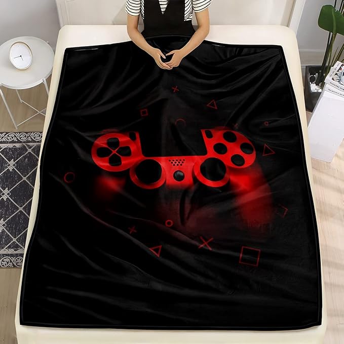 lirs Bedding Gaming Throw Blanket 80" x 60’’ Super Soft, Fleece, Gamer Gift for Couch Sofa for for Kids Boys Teens Video Game (MT-A06, 80’’x60)