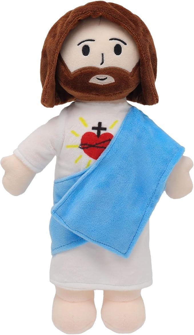 13" Jesus Plush Toy Heart of Jesus Plushie Savior Stuffed Doll for Church Sunday School Religious Easter Gift for Children Kids