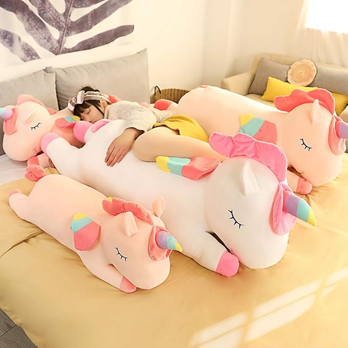 Unicorn Plush Hugging Pillow, Big Unicorn Stuffed Animal Body Pillow Toy Gifts for Kids, Valentine, Christmas (Pink, 39.3 in)
