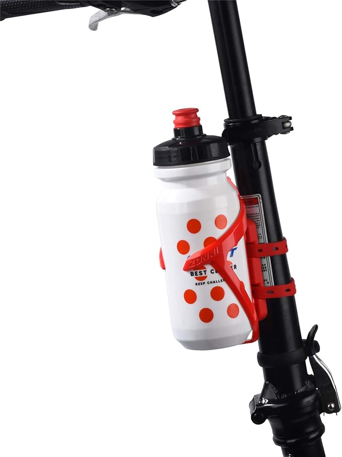 ZONKIE Bicycle Bottle Cages, Plastic Bike Bottle Holder with Cage Mounting Base (Red)