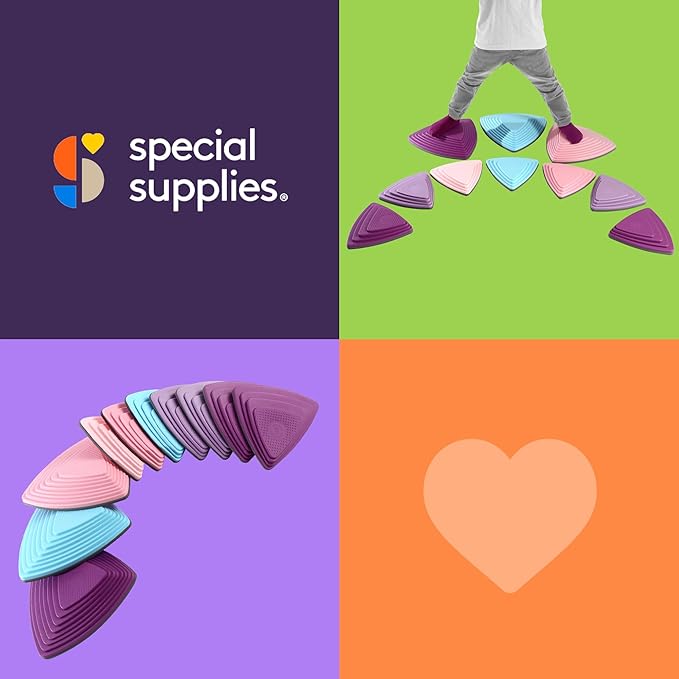 Special Supplies 10 Stepping Stones for Kids Indoor and Outdoor Balance Blocks Promote Coordination, Balance Strength Child Safe Rubber, Non-Slip Edging