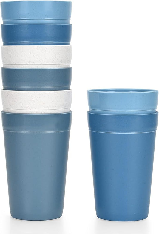 Homestockplus 16 Oz Tumbler Cups,Unbreakable Drinking Cups Microwave and Dishwasher Safe BPA Free Reusable Cup【Set of 8】
