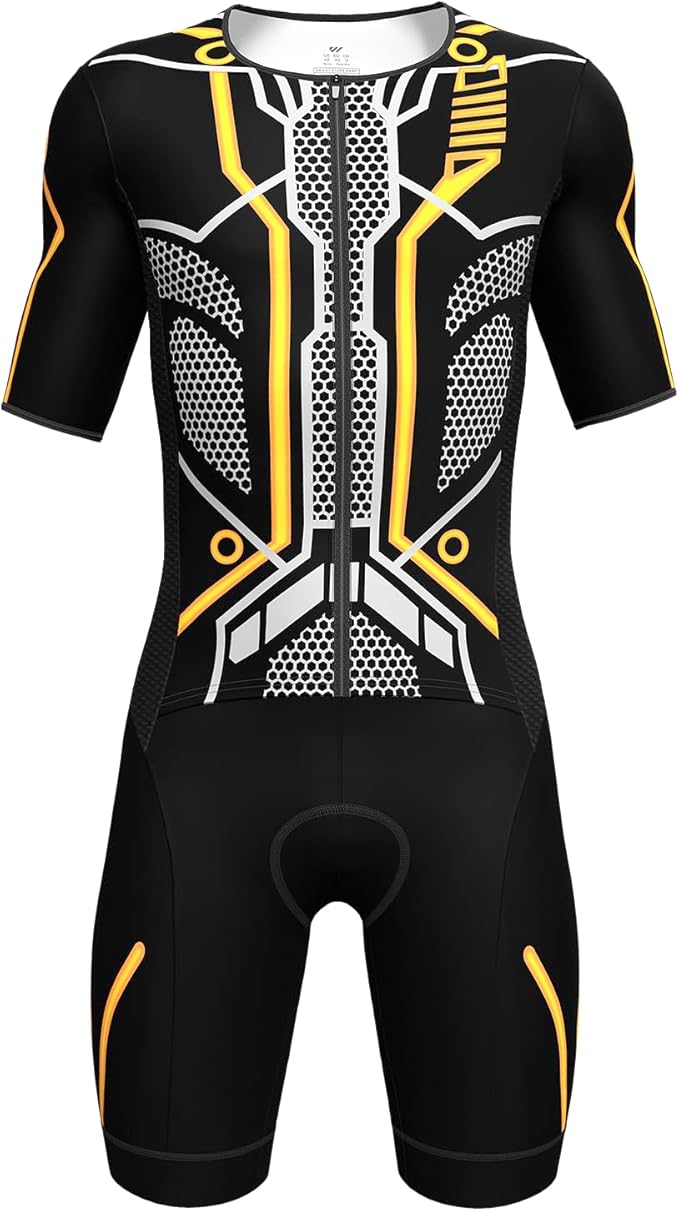 Logas Men‘s Triathlon Suit Trisuit Race Skinsuit Cycling Speed Suit Swimskin Bike Swim Run