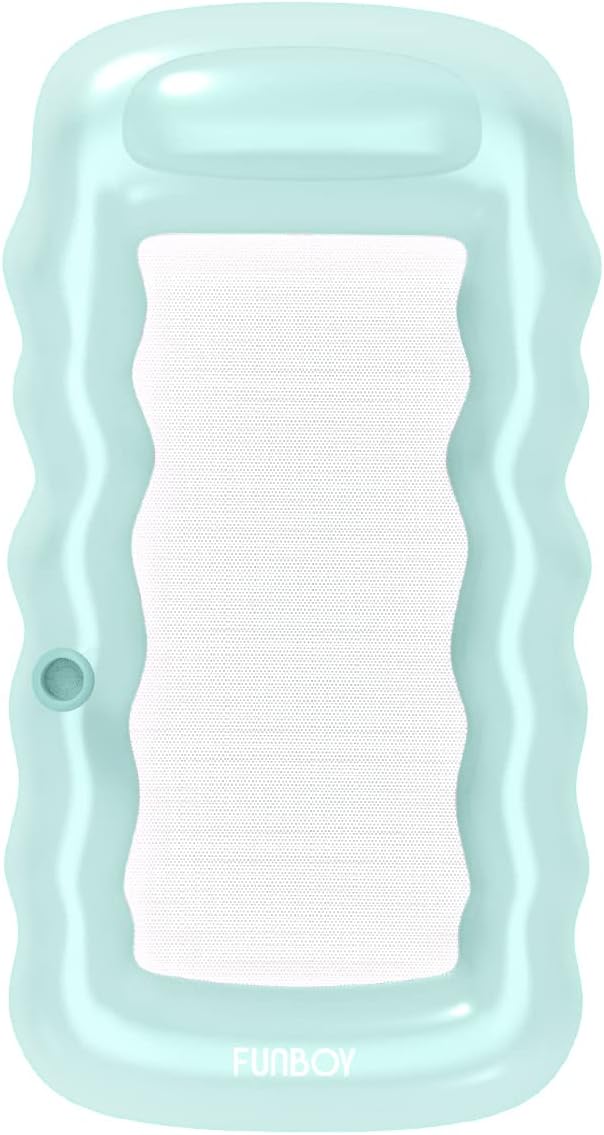 FUNBOY Clear Inflatable Mesh Pool Lounger Mesh Water Hammock with Built-in Pillow 70" Pool Hammock Float for Adults Swimming Pool Accessories & Tanning Pool Lounger Float for Pool Party & Summer