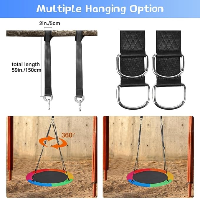 RedSwing 43" Flying Saucer Tree Swing for Kids, Waterproof Large Round Swings Seat with Adjustable Hanging Straps for Outdoor Indoor Backyard Playground, Six Colors