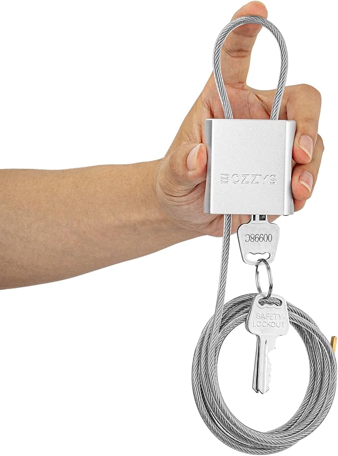 Adjustable Cable Locks with 3 Keys | L 6.56ft x D 1/6in Aluminum Steel Cable Padlock for Bikes, Gate, Lockers & Outdoor Gear | Keyed Different & Silver