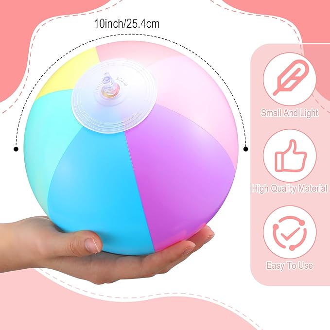 12 Pcs Pastel Inflatable Beach Balls Bulk Pastel Color Jumbo Big Beach Balls Baby Shower Birthday Summer Swimming Party Decorations Favor Water Games(10 Inch,Macaron Color)