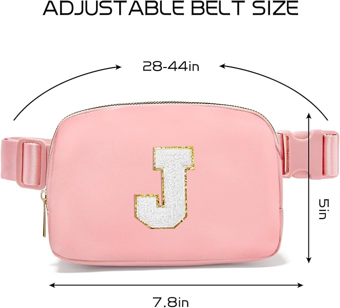 Gitus Birthday Gifts for 8 9 10 11 12 13 Year Old Girls Personalized Fanny Pack Crossbody Bags with Initial Letter Patch Belt Bag for Teen Girls Cute Trendy Stuff Travel Essentials (LightPink-J)