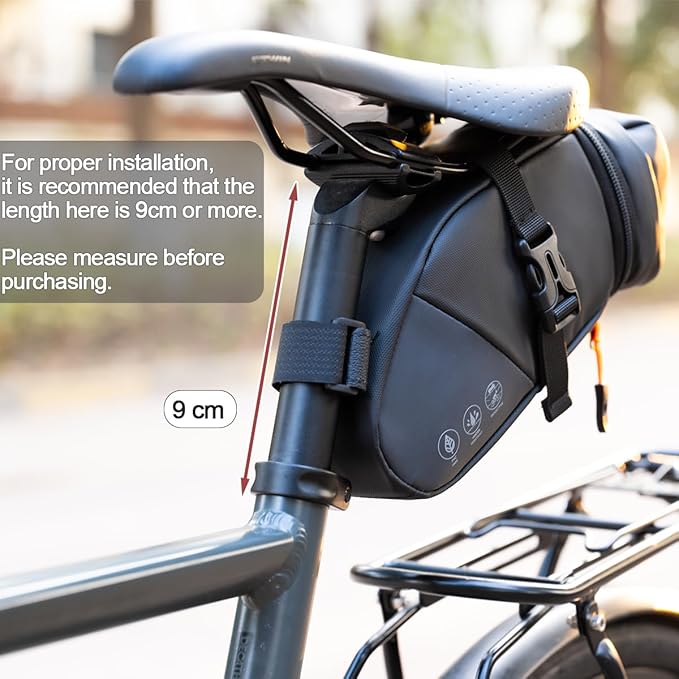 Bike Seat Bag, Water-resistant Bicycle Saddle Bag, Expandable Capacity Cycling Under Seat Pouch 1.5-2L, Bike Seat Pack for Mountain Road Bikes and Commuter
