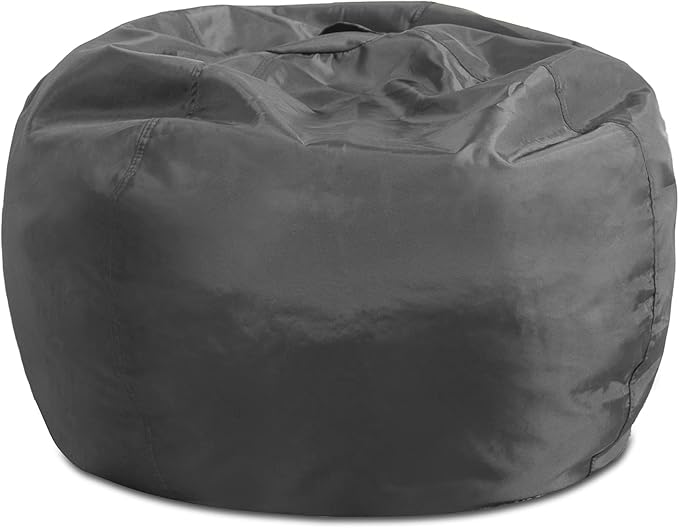 Posh Creations Structured Comfy Seat for Playrooms and Bedrooms, Large Bean Bag Chair, 100in Round Classic Bean Bag, Charcoal Gray