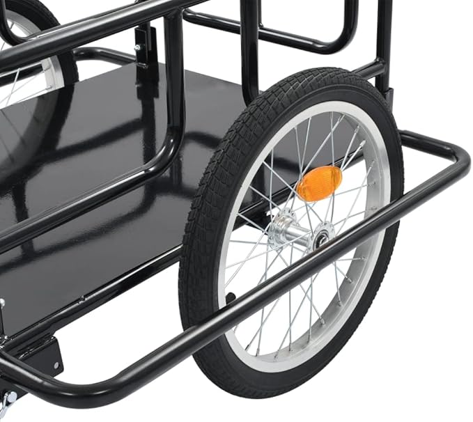 Bike Cargo Trailer, Bicycle Cart Wagon, 110.2 lb Max Load Steel Frame Heavy Duty for Carrying Stuff Luggage Plants Tools, 51.2"x28.7"x19.7" Black