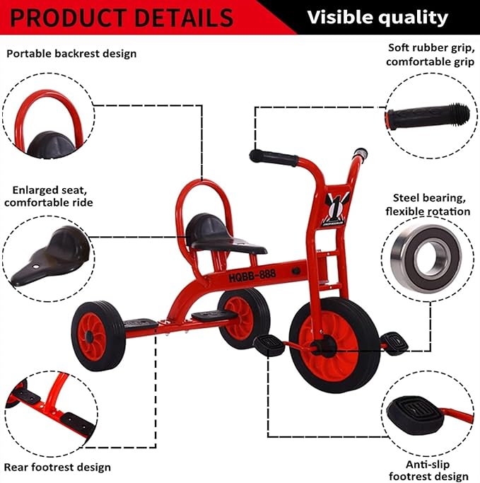 Kids Tricycle for Preschool Playground, Daycare Toddler Trike, Toddler Bikes for Riders Ages 2+, Outdoor Playground Equipment Tricycles