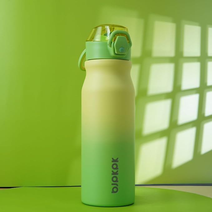 BJPKPK Stainless Steel Insulated Water Bottle With Straw Lid 25oz Reusable Metal Thermo Bottles Keep Cold And Hot,Lime