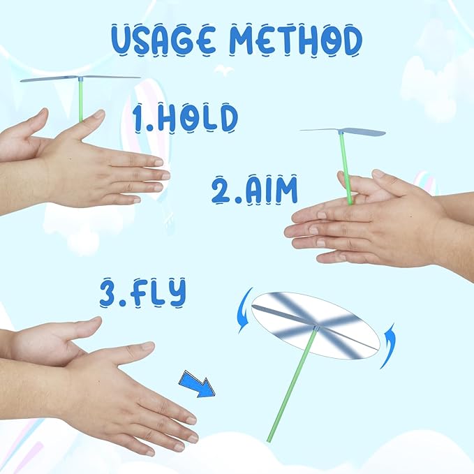 100 Pcs Flying Helicopter Toys Set, 50 Propeller+ 50 Rod,Hand Helicopter, Party Favors Outdoor Toy for Kids Ages 4-8, Gift Summer Outside Yard Activities Birthday Gifts 3 5 6 Year Old Girl Boys