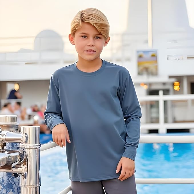 INGEAR Boys' Rash Guard UPF 50+ Swim Shirt - Lightweight, Quick-Dry, Durable Sun Protection for Swimming, Sizes XS-XL
