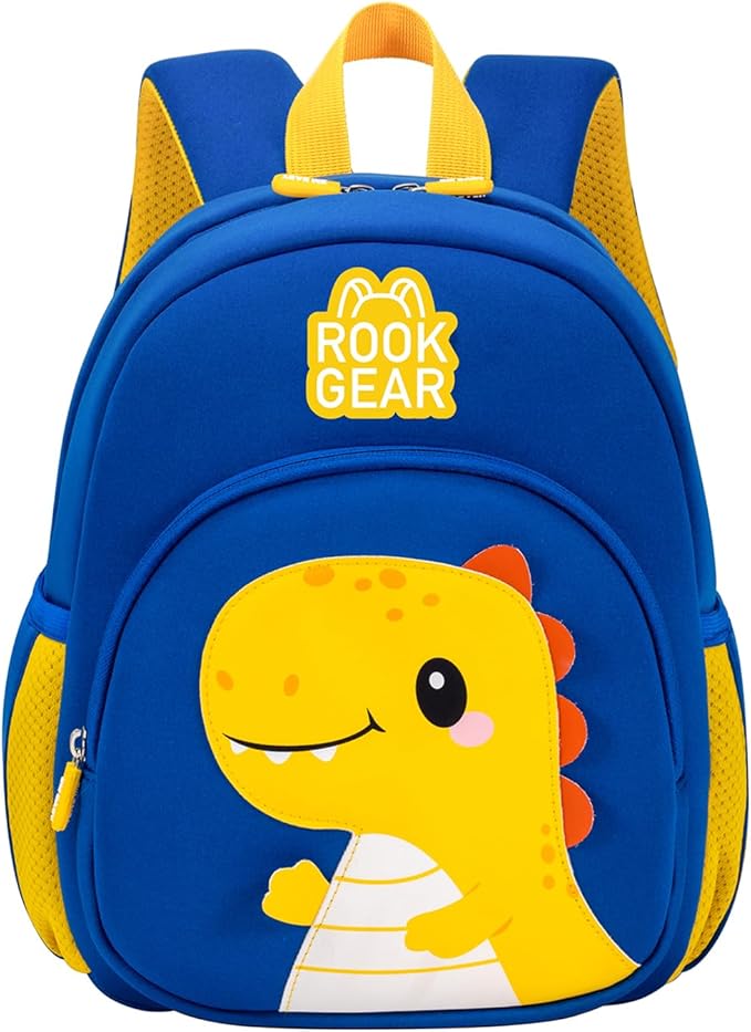 Lightweight and breathable children's dinosaur schoolbag, made of SBR diving fabric, suitable for kindergarten backpacks (blue, Small)