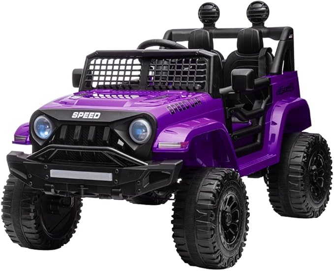 12V Ride On Car, Electric Car for Kids, 12V Ride on Toys, Kids Cars with 3 Speeds Adjustable w/Bluetooth, Parent Remote Control, Spring Suspension, AUX Port-Purple