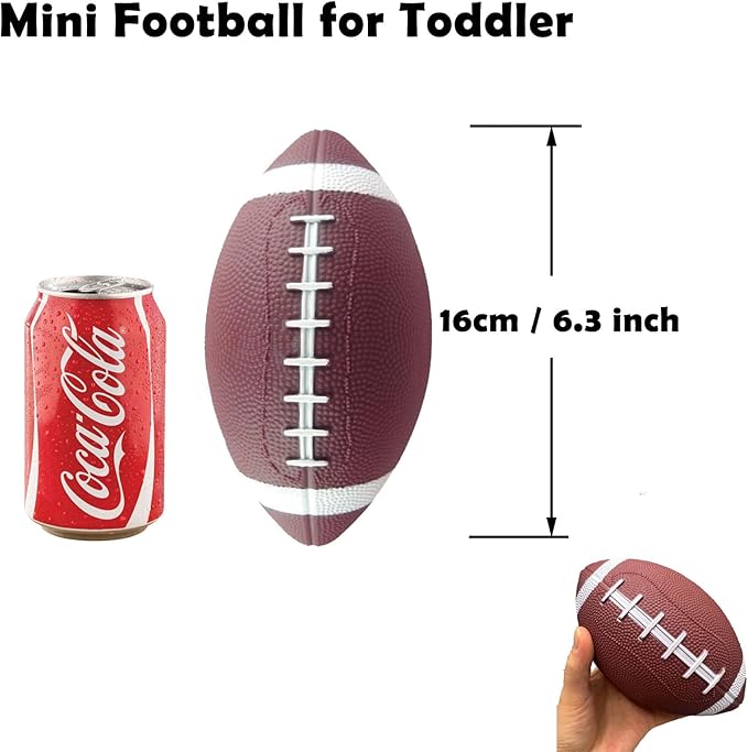ABAJI Toy Football 2PCS 6 inch Small Mini Ball for Kid Toddler Soft Rubber Come with Pump Needle Boys Girls Gift Party Decor