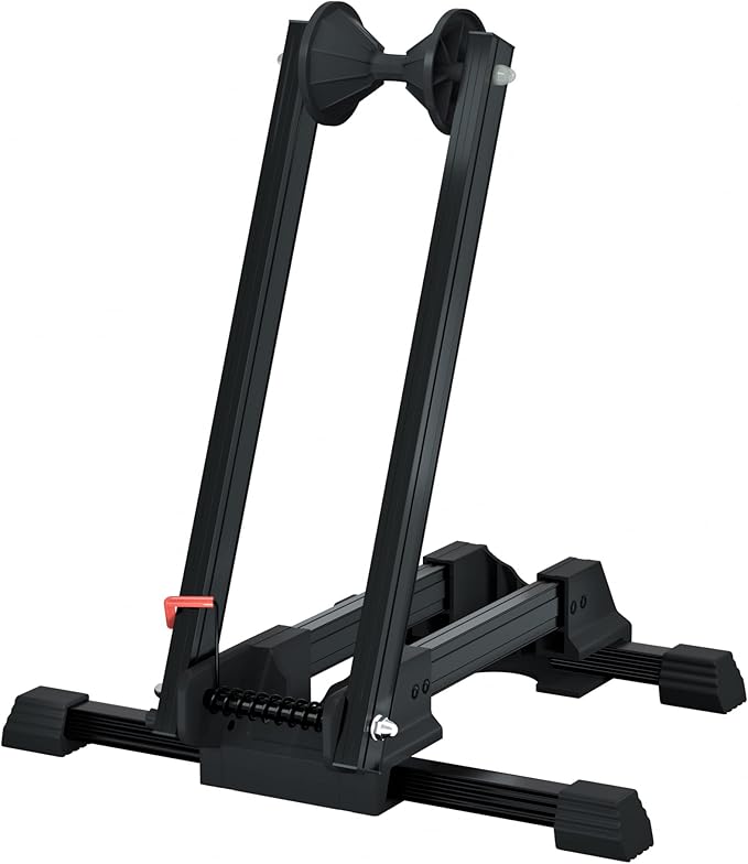 Sports Foldable Alloy Bicycle Stand Bike Floor Parking Rack Steady Wheel Holder Fit 20"-29" BikesIndoor Home Garage Cycling Storage Organizer Cycle Tires Rack Holder for Mountain and Road Bike
