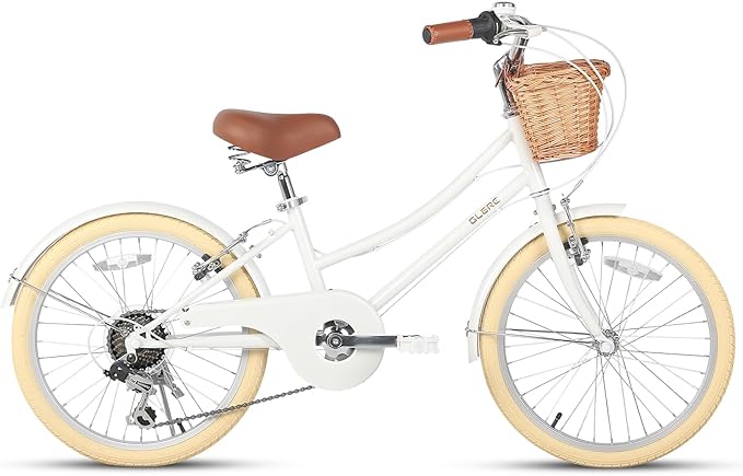 Glerc 20 24 26 Inch Beach Cruiser Bike, 6-Speed Hybrid City Bicycle for Girls Youth and Over 6 Years Old, Missy Bike with Wicker Basket & Lightweight, Multiple Colors