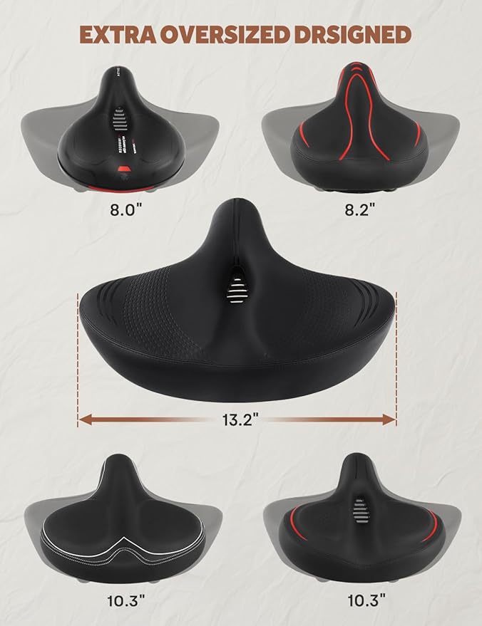 Extra Oversized Bike Seat Cushion for Peloton Bike & Bike+, Comfort Bicycle Seat Replacement for Men Women, Wide Bike Saddle Compatible with Peloton Accessories, Exercise, Electric, Cruiser Bikes