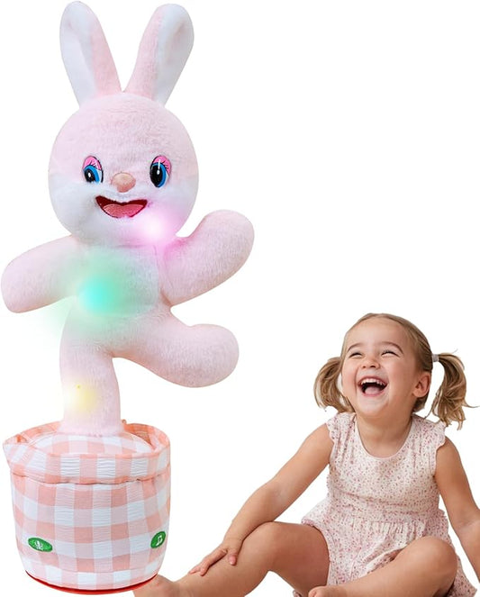 Talking Dancing Bunny Baby Toy for Kids Interactive Plush Toddlers Toys Talking Bunny Repeats What You Say Realistic Plush Educational Toy Teen Easter Bunny Basket Stuffers Gifts Girls Boys Birthday
