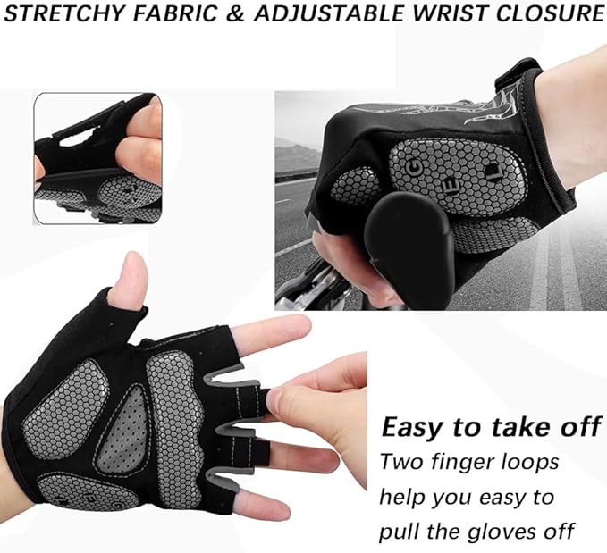 MOREOK Cycling Gloves Bike Gloves for Men/Women-[5MM Gel Pad] Half Finger Bicycle Biking Gloves for Cycling/Weight Lifting/Gym/Motorcycle/Rowing/Outdoor Sports