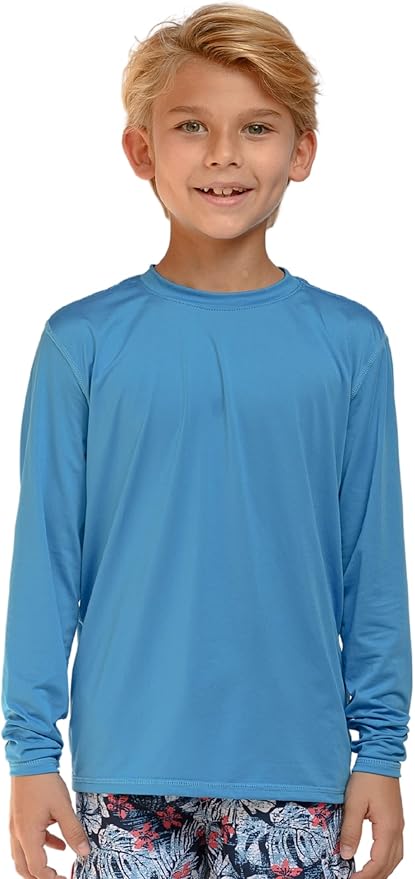 INGEAR Boys' Rash Guard UPF 50+ Swim Shirt - Lightweight, Quick-Dry, Durable Sun Protection for Swimming, Sizes XS-XL