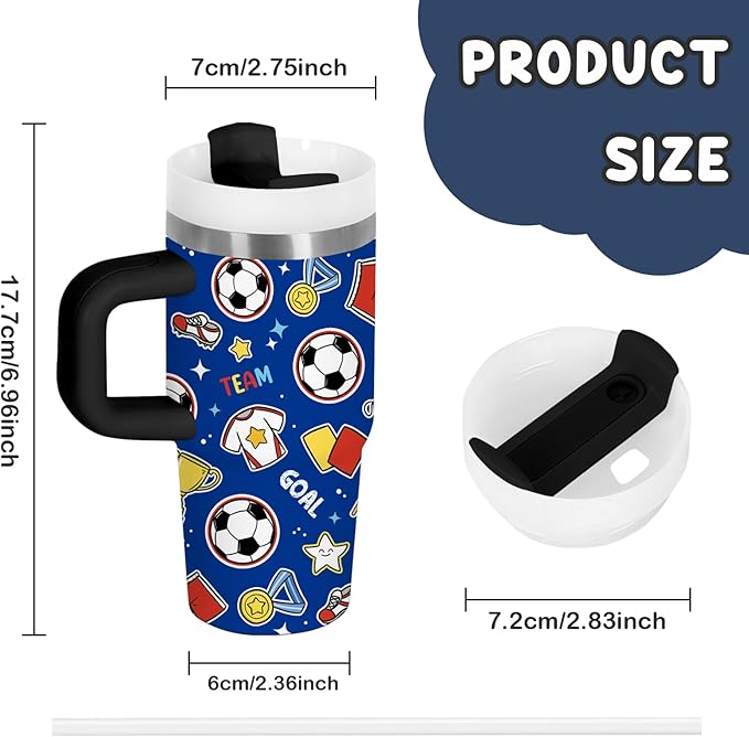 Sports Gifts for Kids - 14oz Blue Kids Sports Tumbler with Handle and Straw, Stainless Steel Insulated Water Cup, for Sport, School, Travel - Sport Lovers Gift for Children Birthday Gift Cup(1pc)