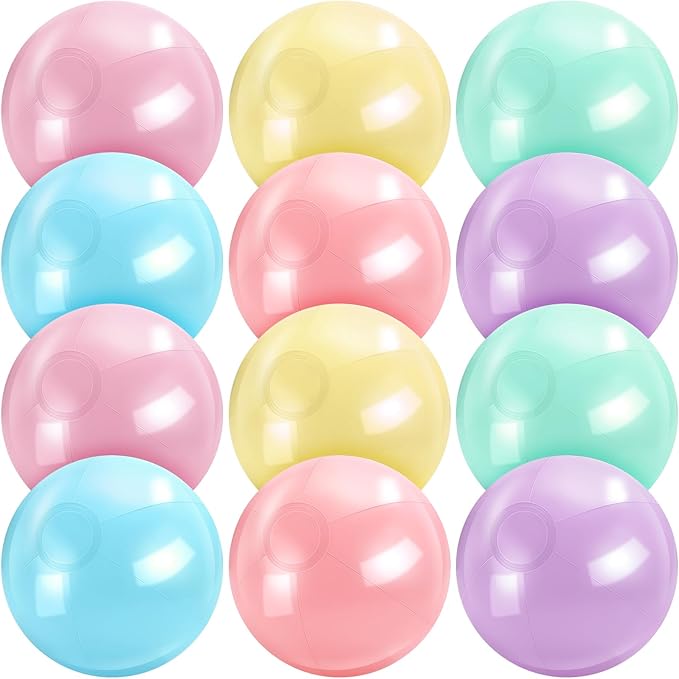 24 Pcs Inflatable Beach Balls Bulk Macaron Color Jumbo Large Beach Balls Pool Game Toys for Summer Swimming Back to School Party Games Water (12 Inch)