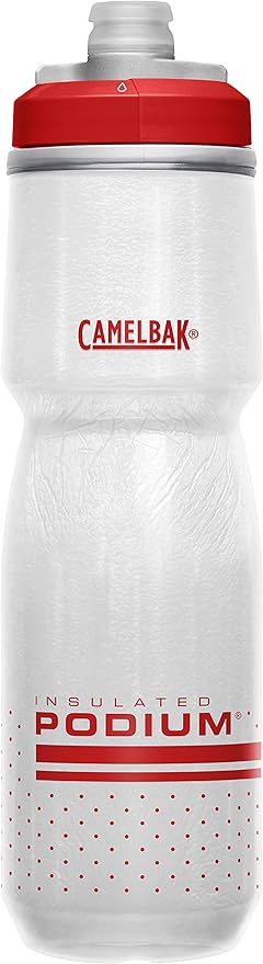 CamelBak Podium Chill Bike Insulated Squeeze Water Bottle Fiery Red/White, 24oz