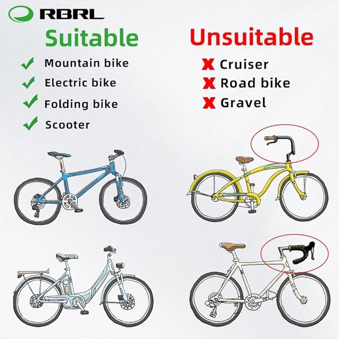 RBRL Bicycle Mirror, Extra Large Bike Mirror, 360° Adjustable Shatterproof and Durable Bar End Rear View Mirror Bicycle, Side Mirrors for E-Bike (Left)