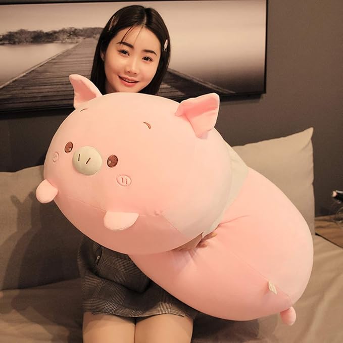 Pig Plush Pillow Soft Pig Stuffed Animal Toy Piggy Body Pillow, 23.6"