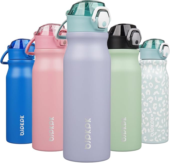 BJPKPK Stainless Steel Insulated Water Bottle with Straw Lid 25oz Reusable Metal Thermal Flask Bottles Keep Cold and Hot,Modern Blue